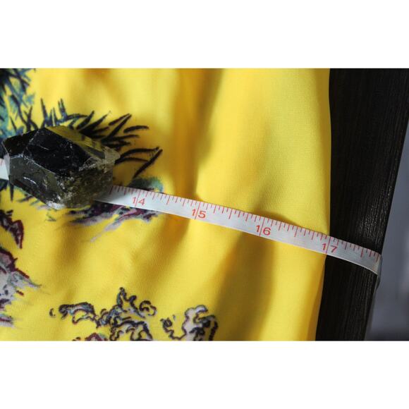 Guess Yellow Japanese Watercolor Tiger Dress Floral Hollywood Sun Halter Medium - Picture 10 of 16